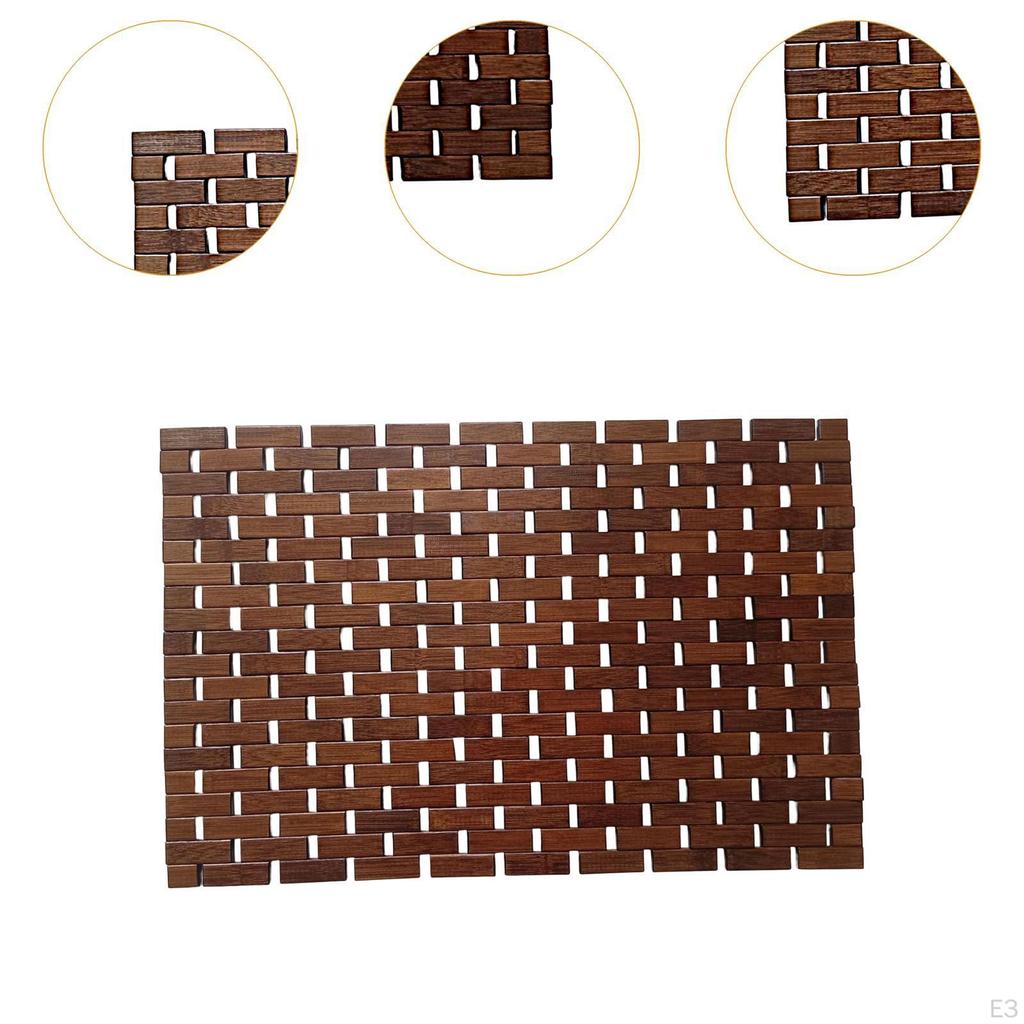 Bamboo Bath Mat Bathroom Rug Sturdy Multifunctional Non Slip Toilet Doormat Shower Pad for Bathrooms