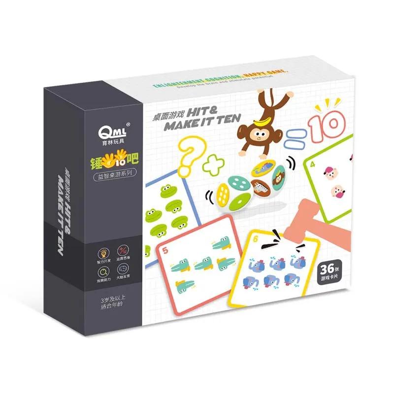 Kids Montessori Fun Mathematics Educational Toy Suction Cup Hammer Battle Table Game with Card Logic Thinking Training Math Toys