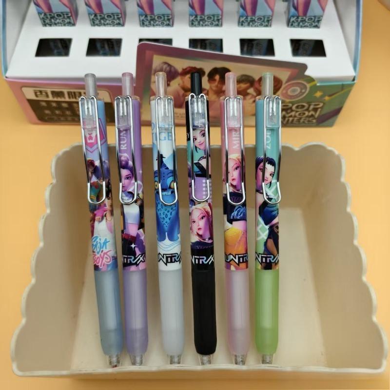 Anime KPop Dämonenjäger Gelstift, 0,5 mm Schwarzer Tintenstift, Schüler-Signierstift, Schreibwerkzeuge, Neutrale Cartoon-Druckstifte