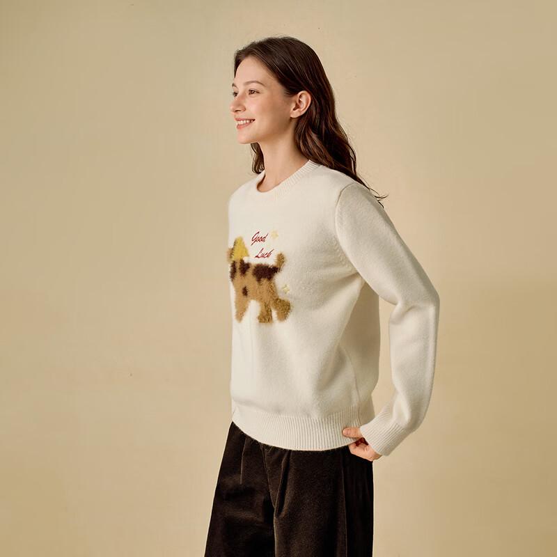 INMAN Women's Embroidered Puppy Knit Sweater