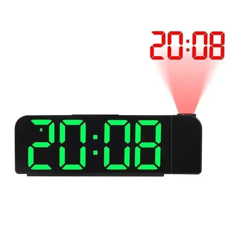 

LED Digital Projection Alarm Clock USB Powered with Temperature Date Night Mode Power Off Memory 2 Display Modes 12H 24H for
