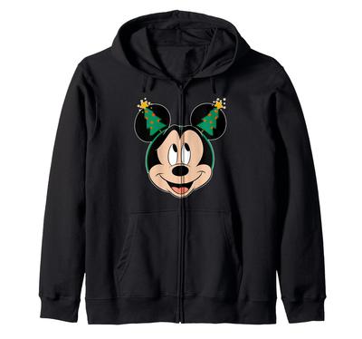 Disney Mickey Mouse Christmas Tree Holiday Headband Zip Hoodie