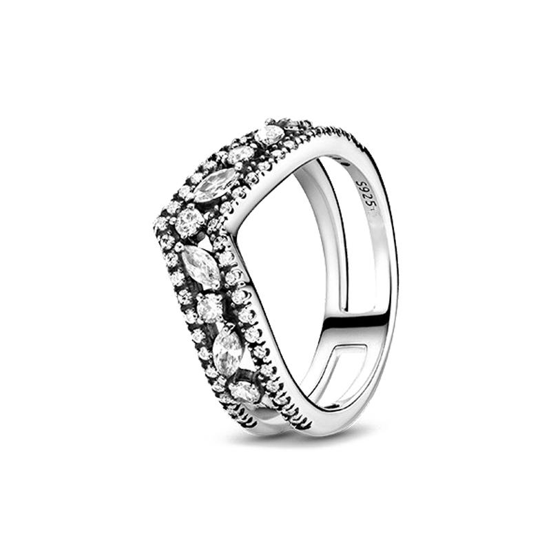 925 Sterling Silver Plated Ring Elevated Red Heart With Colorful Crystal Rings For Women Valentine's Birthday Gift DIY Jewelry