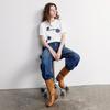 Chuyu Women's Denim Floral Short Sleeve T-Shirt