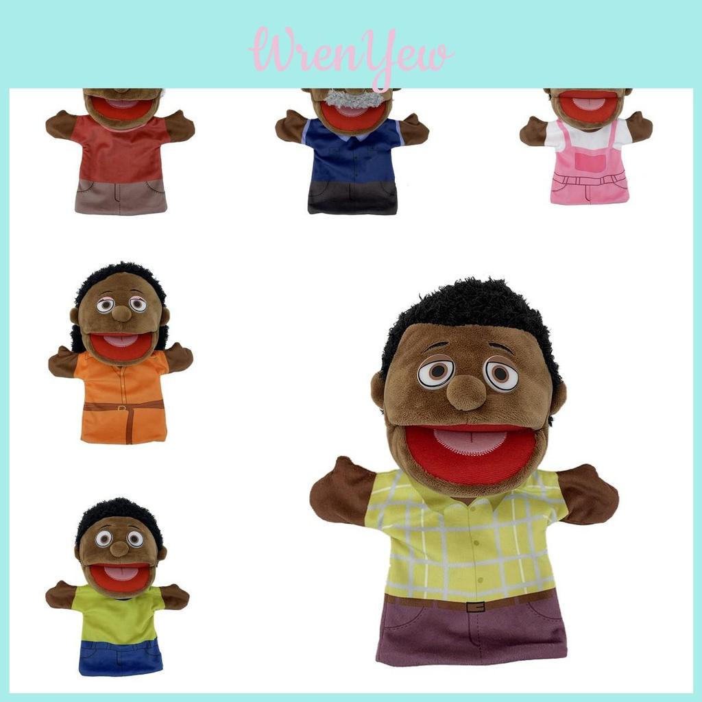 Marionetta da Mano Peluche Famiglia Africana Per Gioco di Ruolo Creativo
