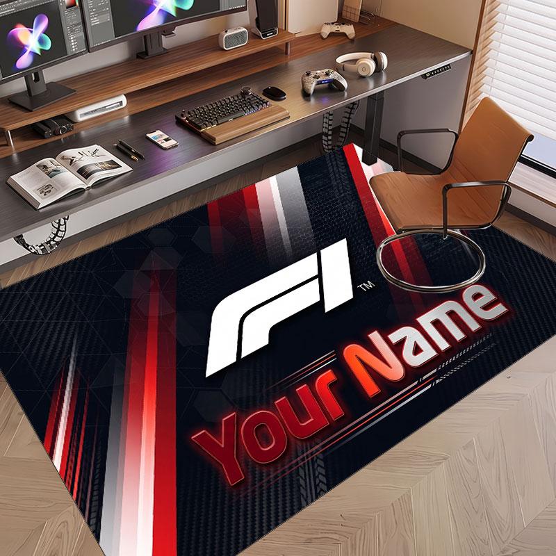 Custom Rug F1 Pattern Print Name Text Soft Non‑Slip Floor Carpet for Home Indoor Decoration