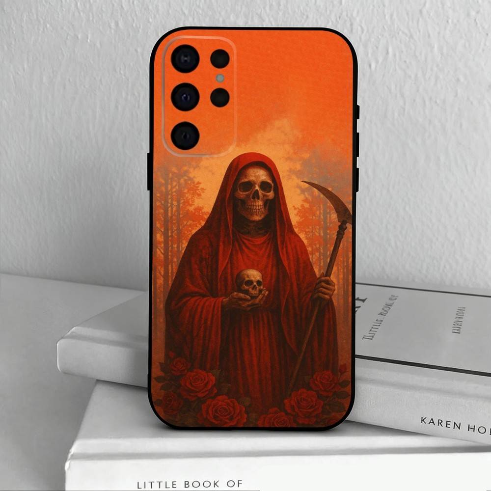 Santa M-Muerte P-print-T Phone Case For Samsung S25,24,23,22,30,21,10,9,Ultra,Plus,Lite,FE,4,5 G Soft Black Case