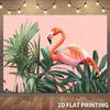 Boho Flamingo Tapestry, Lush Tropical Greenery with Pink Flamingo, Minimalist and Vibrant Wall Art