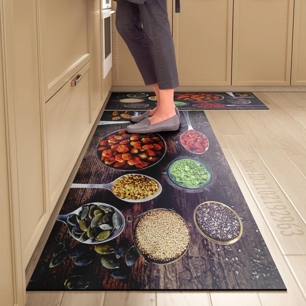Spice Pattern Kitchen Mat Non-Slip Machine Washable Rug Set for Home Decor Anti-Fatigue Floor Mats Comfort Standing Pad