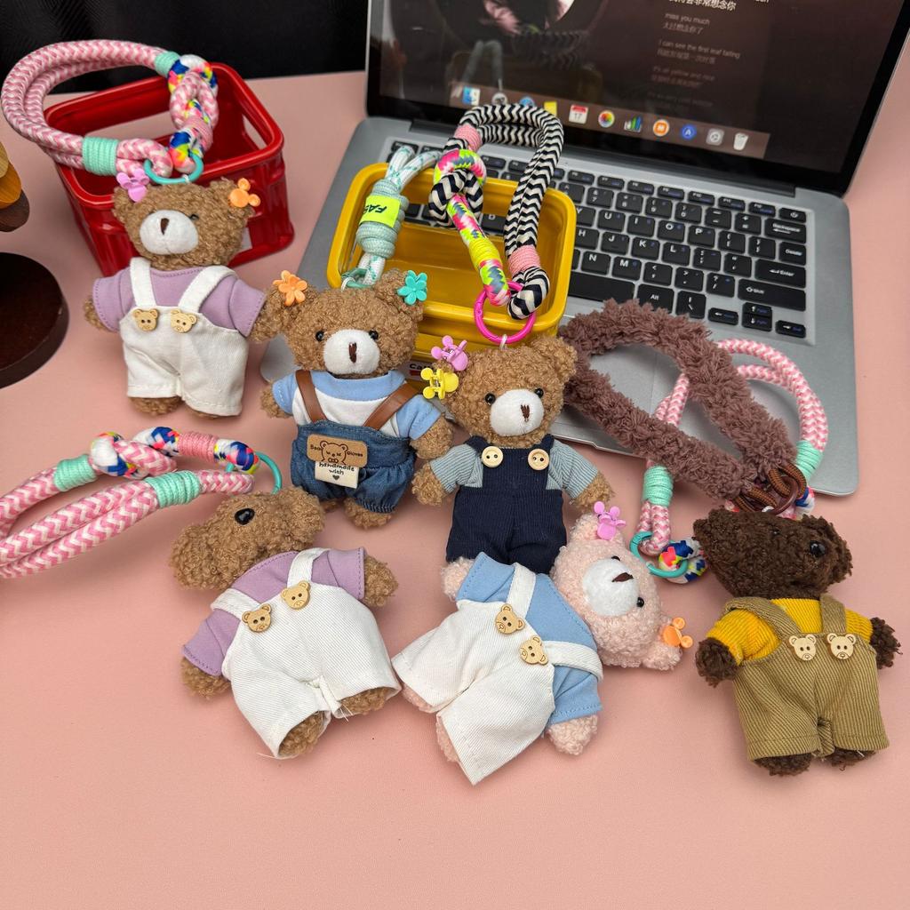Cute Plush Bear Doll Pendant Creative Keychain Bag Charm Accessory Soft Stuffed Animal Toy Decoration