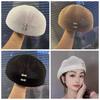Korean Style Hollow Out Forward Cap Solid Color Vacation Beach Hat Woven Sun Beret Cap  Daily