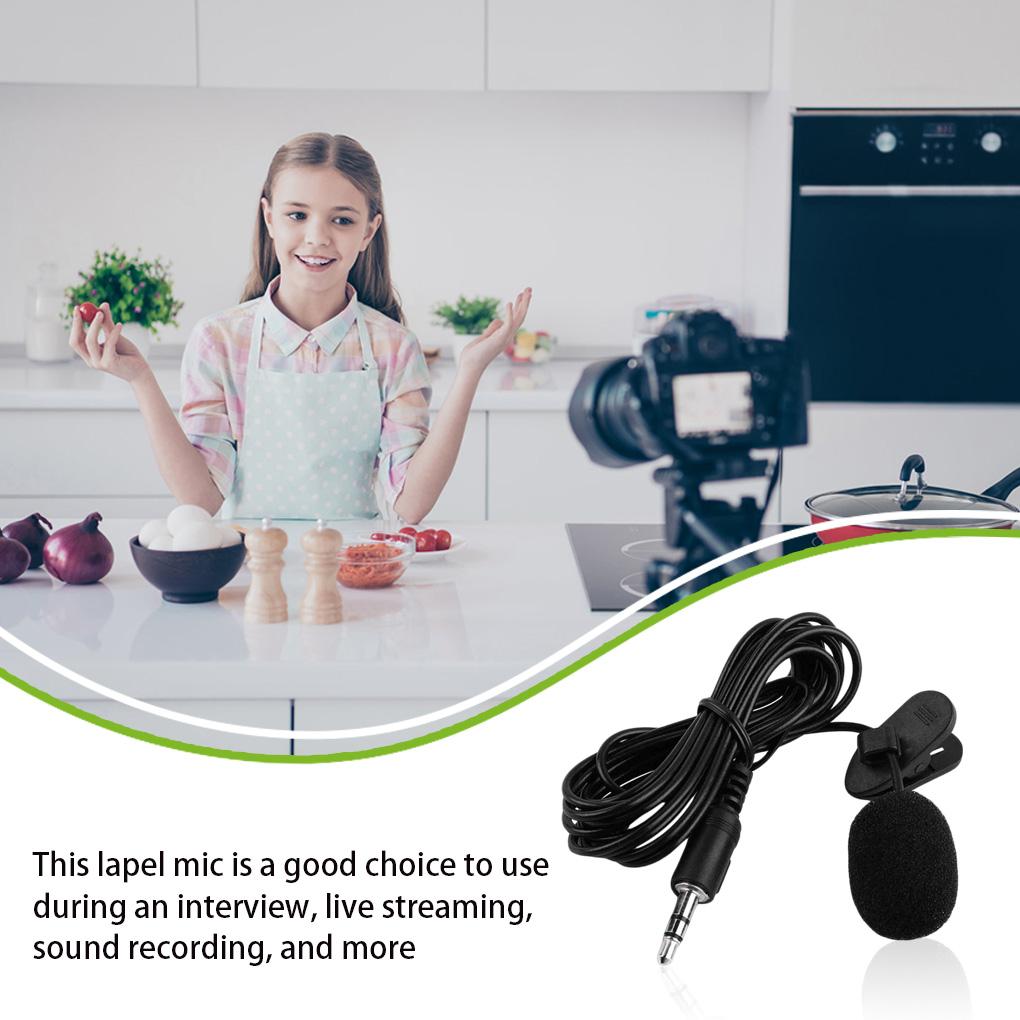 3.5mm Wired Lapel Microphone Indoor Outdoor Live Streaming Stage Performance Interview 360 Degree Pickup Sound Recording Mic
