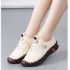 Spring and Autumn Hand-stitched Single Shoes Large Size Women's Shoes Middle-aged Mom Shoes White Shoes Flat Casual Shoes