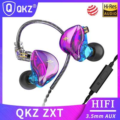 QKZ ZXT In-Ear Kabelgebundene Kopfhörer Dynamischer DJ Monitor IEM Ohrhörer HIFI Musik Sport Kopfhörer Geräuschunterdrückendes Bass Headset mit Mikrofon