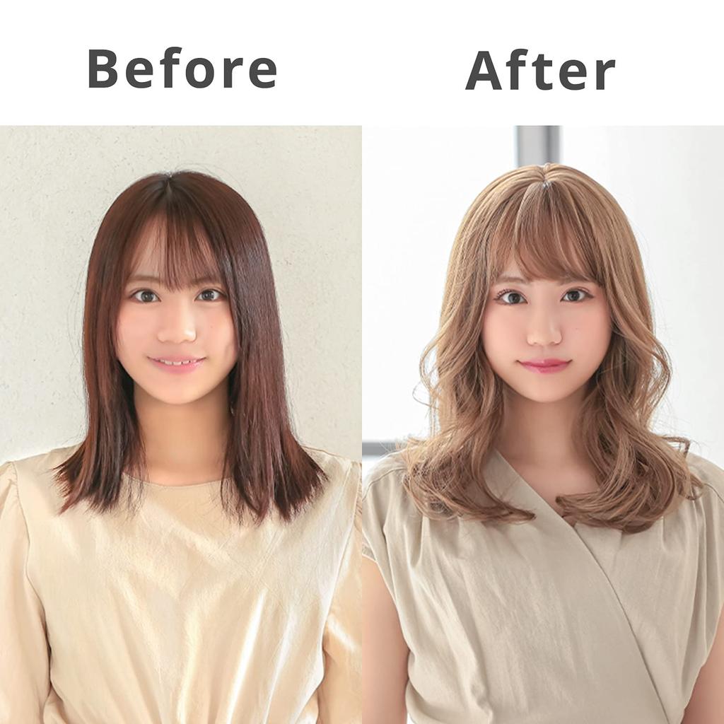 AQUADOLL Medium Full Wig with Soft Curls and Sheer Bangs, CMM. Cinnamon Milk Tea, One Size Fits All, wg332CMM