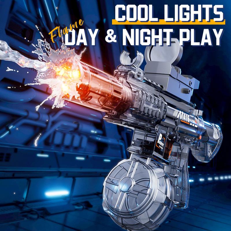 M416 Kids Electric Water Gun With Cool Light Long Range Automatic Continuous Shooting Squirt Gun Toy Children Summer Outdoor Toy