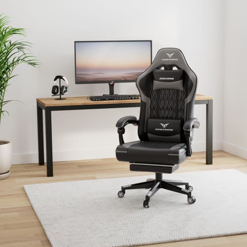 RXGAMING Gaming Chair, Office Chair, Telework Chair, Fatigue-Free, Wide Seat, Desk Chair with Ottoman, 145 Reclining Gaming Chair, Computer Chair, Co