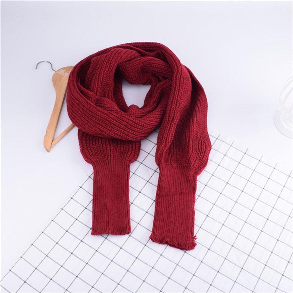 Autumn Winter Knitted Wool Scarf Korean Version Super Long Shawl With Sleeves Scarf For Men Women