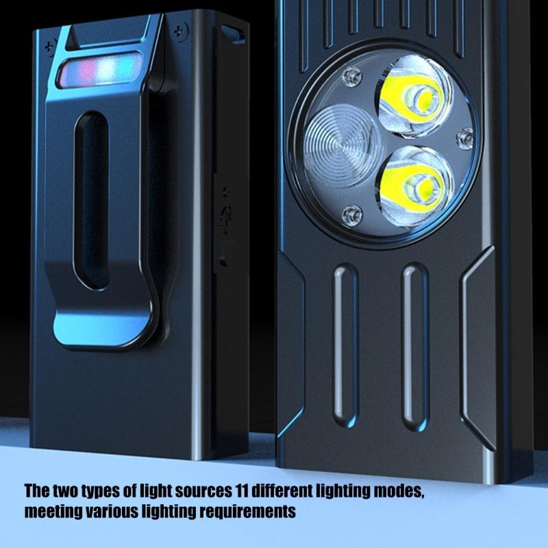 LED Torch Aluminum Waterproof Flashlights 3Light Mode Magnetic Base Blue White Red Light For Adventure Essential