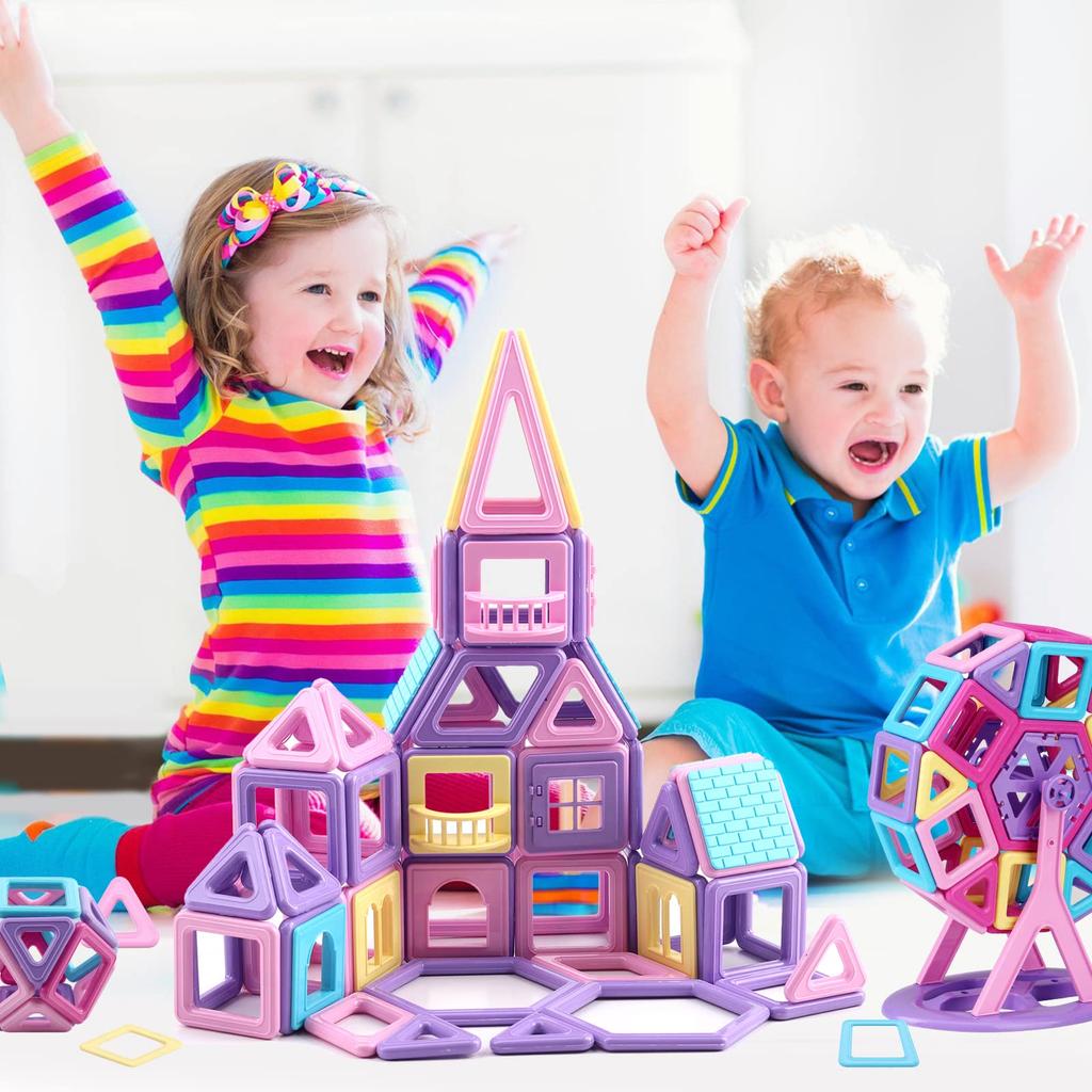 AMYCOOL Magnetic Blocks, 61 Pieces, Magnetic Toys for Girls, Blocks, Toy Refill Pack, Sold Individually, Trial Pack, Educational Toy, Cute 3D Puzzle,