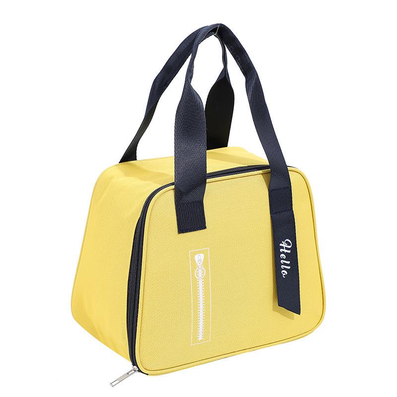 Stylish Oxford Cloth Thermal Lunch Bag - Trapezoidal, Large Capacity, Foldable, Handheld Bento Bag for Students.