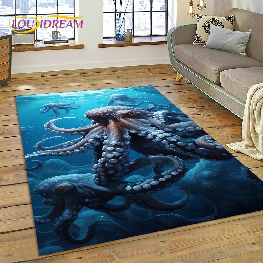 3D Podmořský svět Mořské dno Kreslený koberec s delfínem Koberec pro obývací pokoj Ložnice Domácí dekorace, Protiskluzová dekorace na pohovku Dárek Dítě