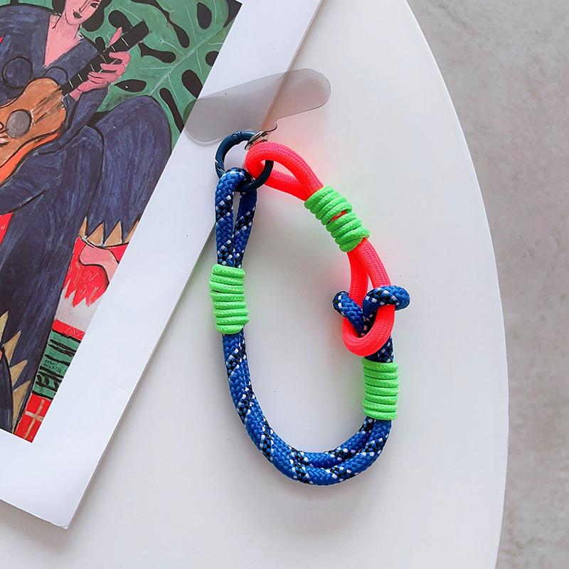 For Ip 15 14 Pro Max Samsung Flip 4 Coloful Rope Chain Korean Mobile Phone Cute Knot Portable Anti-Loss Hand Bracelet Chain