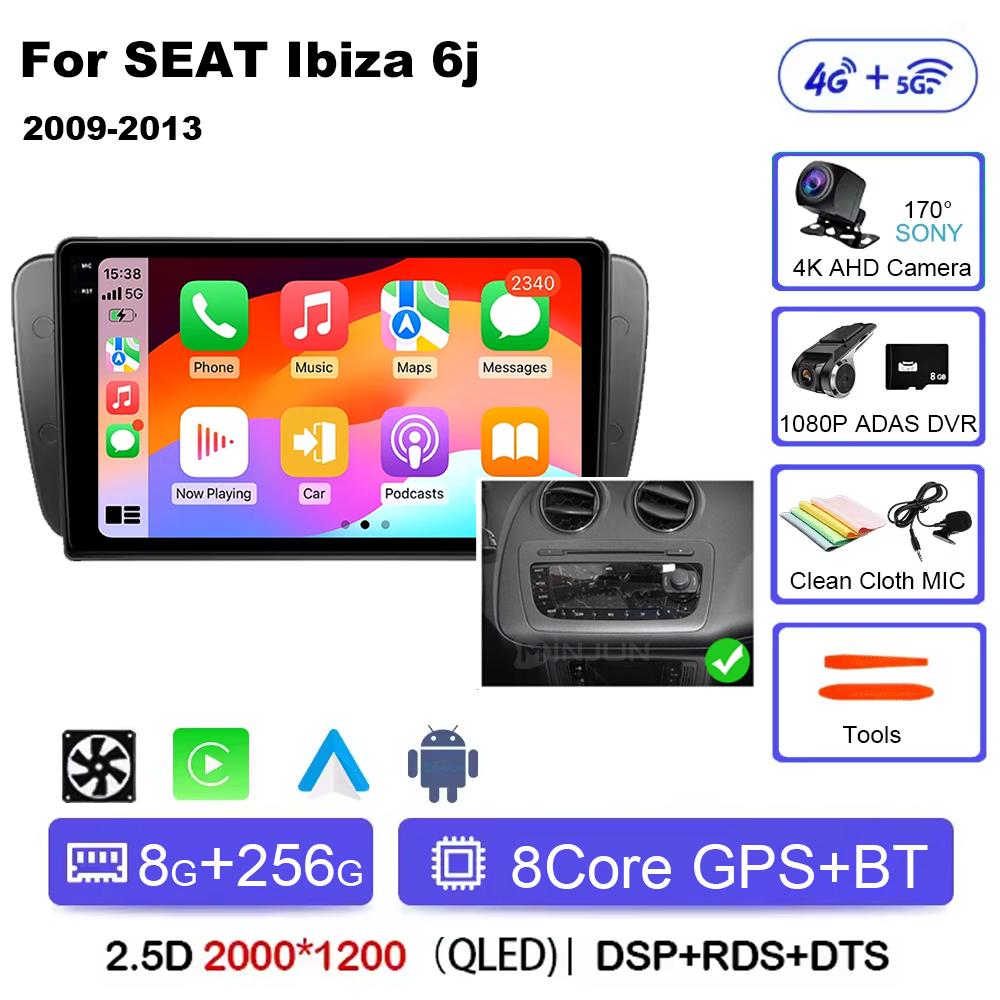 9 Inch Android 14 Qualcom Car Multimedia Player For SEAT Ibiza 6j 2009 2010 2011 2012 2013 Wireless Carplay Android Auto 4G
