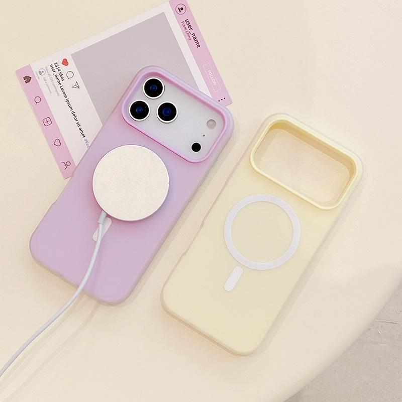 Luxusní barevné 2v1 pouzdro pro iPhone 17 16 15 14 Plus 13 12 Pro Max Magnetické bezdrátové nabíjení Matný měkký kryt pro Magsafe
