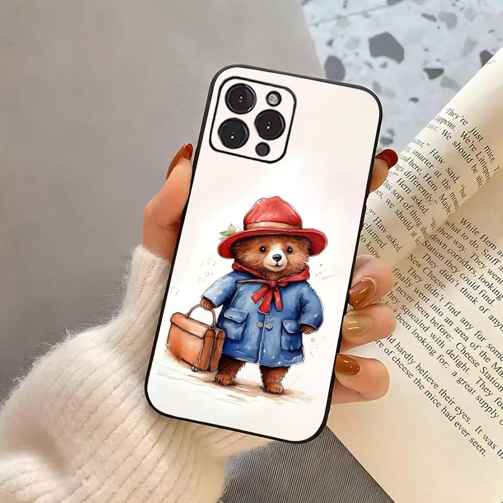 Cute P-Paddington B-BearS  Phone Case For iPhone 17,16,15,14,13,12,11 Plus,Pro Max,XS,Soft Silicone Black Cover
