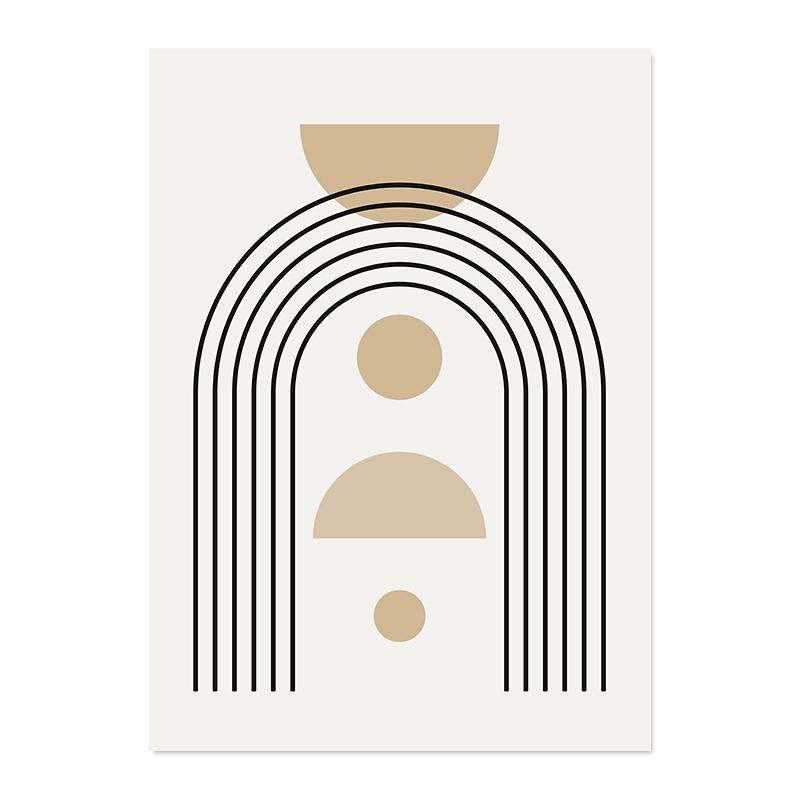 Boho Abstract Geometric Line Black Beige Wall Art Posters Canvas Painting Print Picture for Living Room Interior Home Decoration