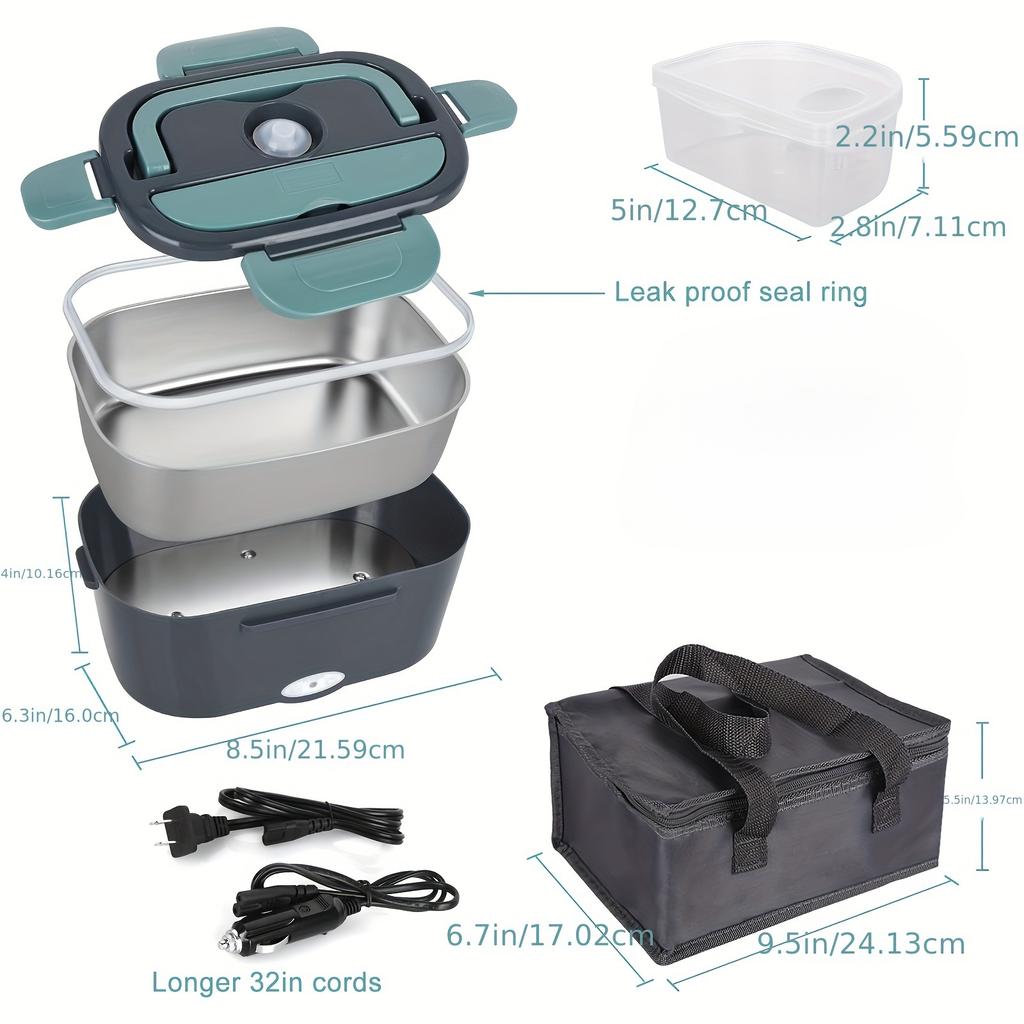 Ηλεκτρικός θερμοσίφωνας φαγητού, φορητός θερμοσίφωνας φαγητού για αυτοκίνητο, φορτηγό, εργασία, αεροστεγές αποσπώμενο δοχείο με επιτραπέζια σκεύη ενηλίκων, κατάλληλο για 12V/24V/110V