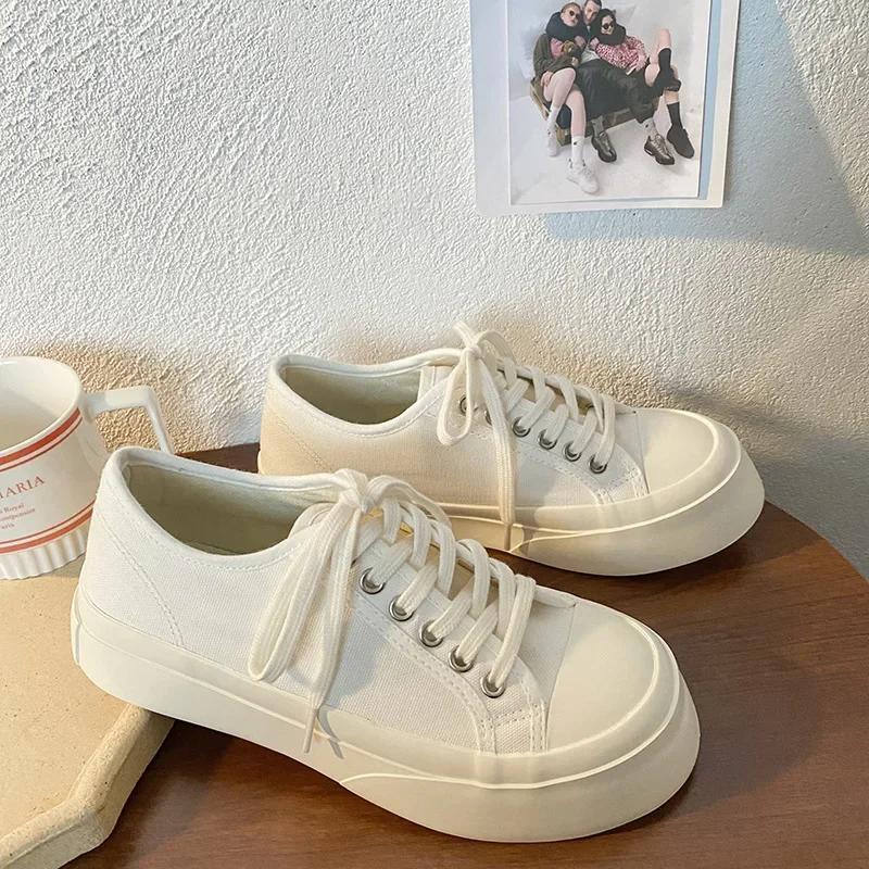 Fashion Women Canvas Sneakers Men Casual Shoes Flat Shoes Lace-Up Zapatillas Mujer Chaussure Femme Platform Sneakers