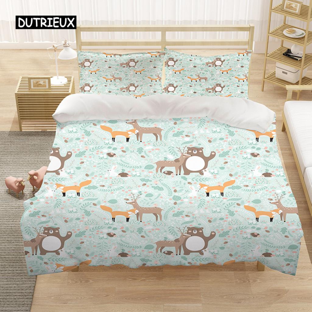 Cartoon Königin König Bettbezug Niedliche Tiere Bettwäscheset Kinder Jungen Mädchen Oktopus Seestern Blau Weich 2/3tlg. Polyester Steppdeckenbezug