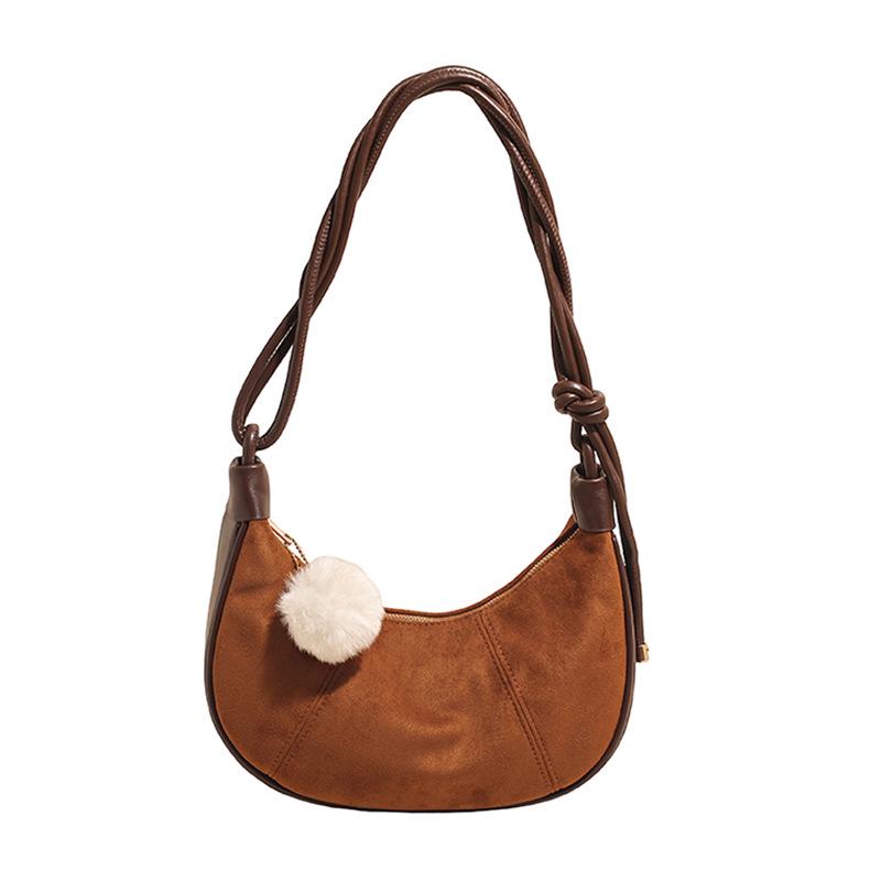 

Korean Style Suede Dumpling Shoulder Bag – Trendy Textured Women s Crossbody коричневый