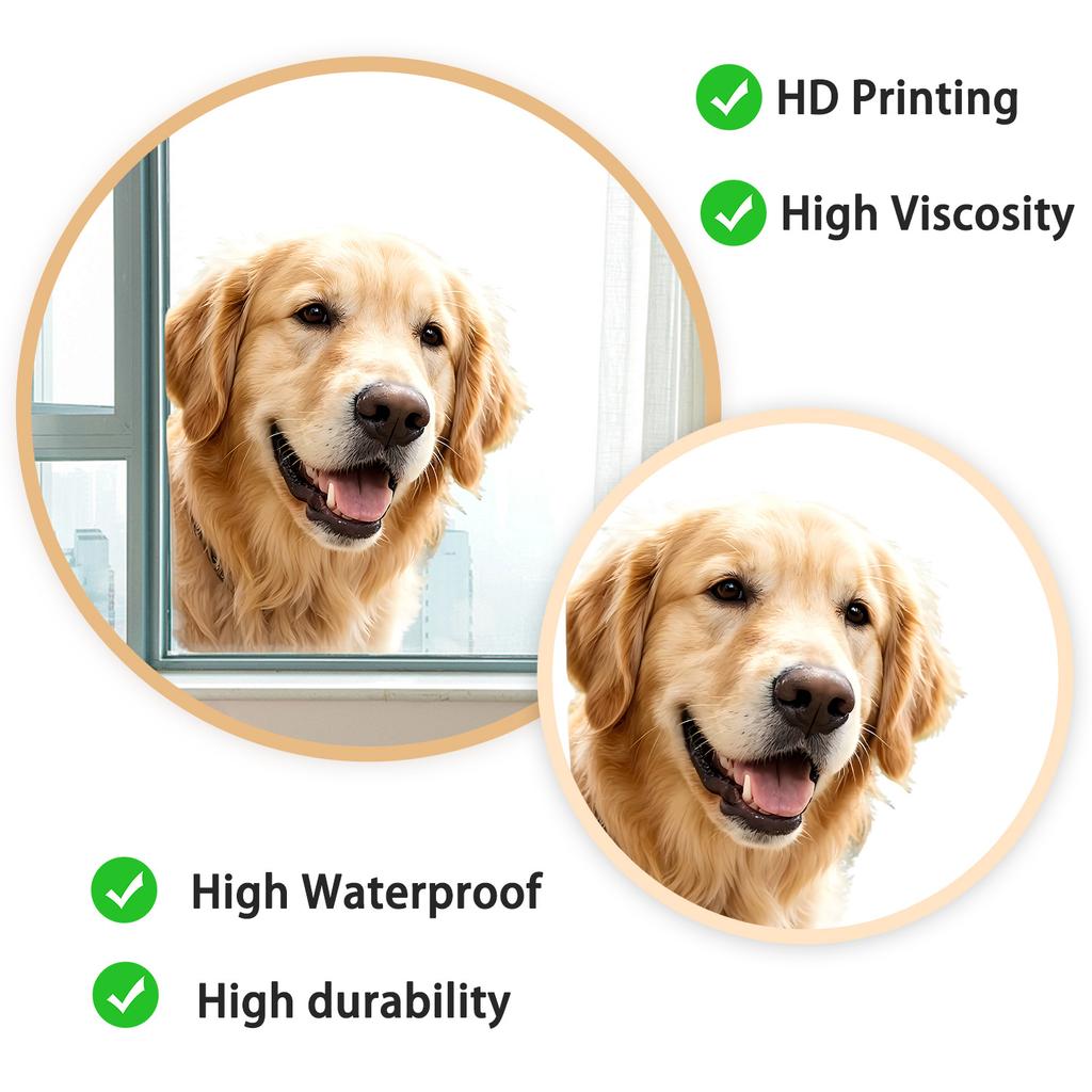 Golden Retriever Static Cling Glass Sticker No Glue for Kitchen Bedroom Window Decor