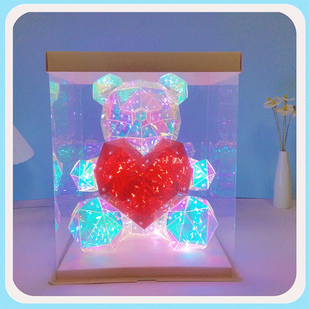 Red Night Light Crystal LED Lights Room Who Teddy Light Enjoy Lovely Room LED Lights Adjustable People Decorations