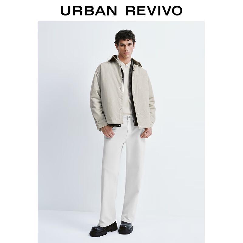 UR Men's Retro Plaid Contrast Lapel Padded Jacket