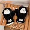 Japanese and Korean Cartoon Gloves, Autumn and Winter Fleece-Lined, Cute Chacha Bear Full-Finger Neck-Hanging Thickened Windproof Warm Casual Plush