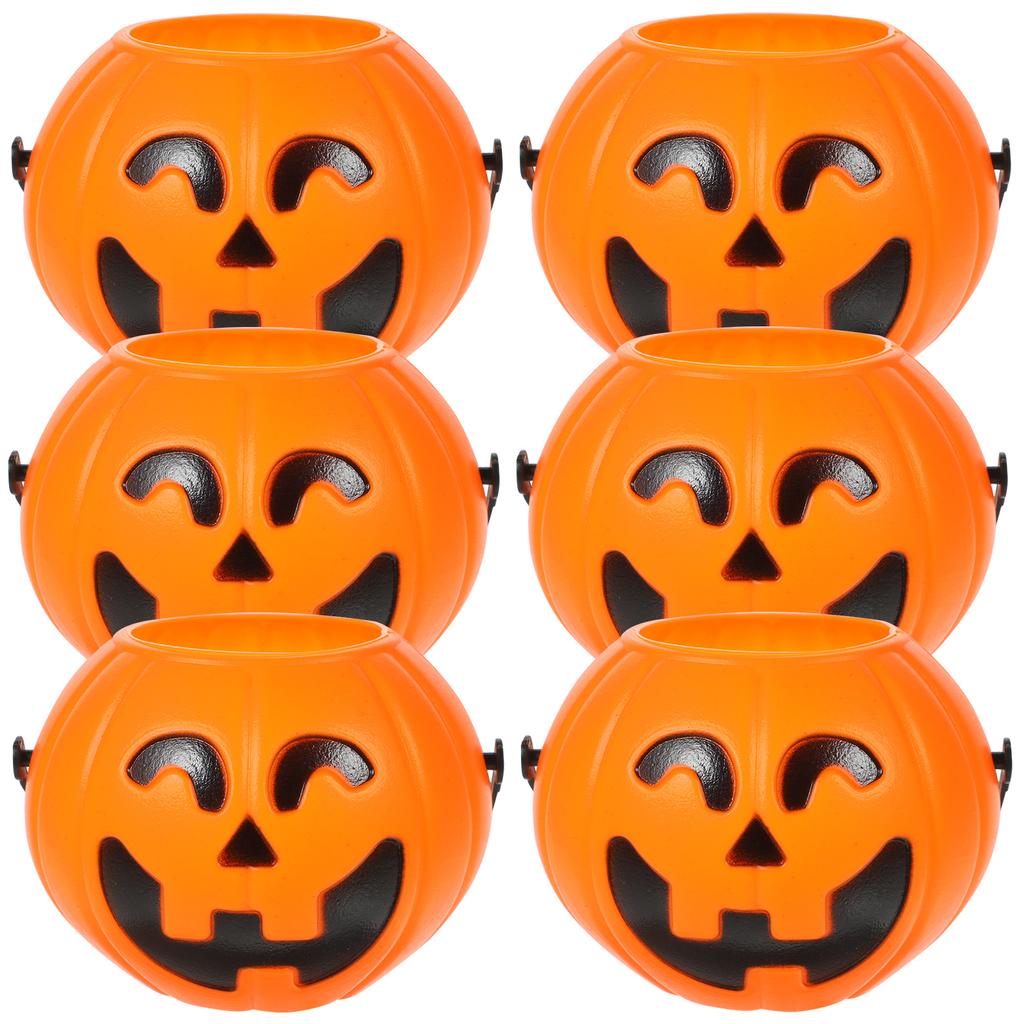 12Pcs Halloween Props Pumpkin Candy Bucket Reusable Plastic Storage Jar for Party Favors Outdoor Indoor Use