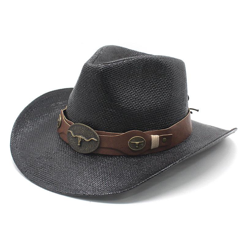 New riding men's and women's sunshade beach hat western cowboy hat big edge straw hat couple jazz hat