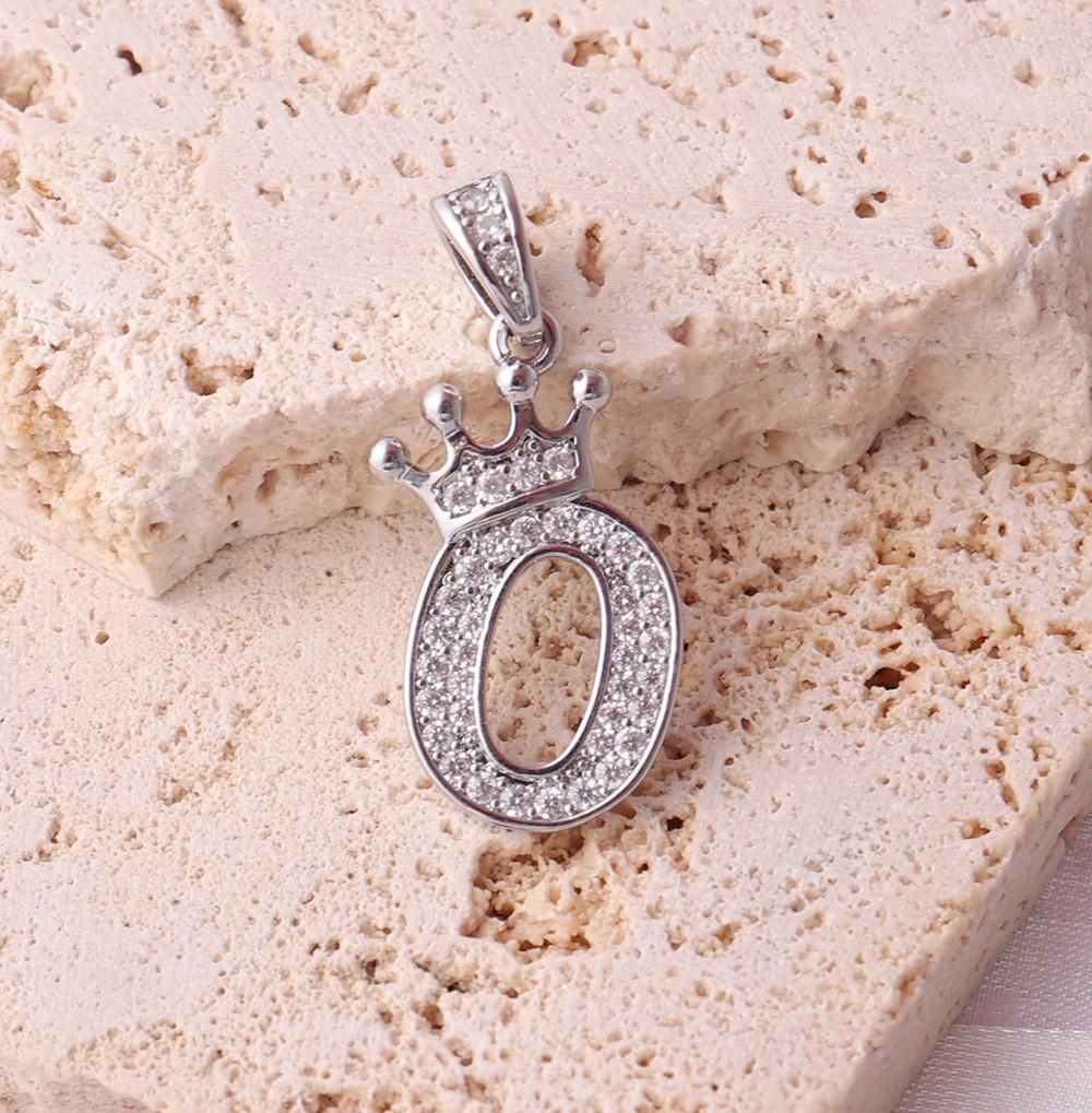 Gold-Plated Crown Rhinestone Letter Pendant Necklace