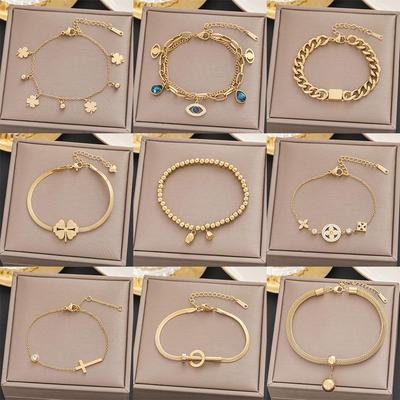 Damenmode Titanstahl Armband: Elegantes japanisches & koreanisches Design, Rostfreier Stahl, der nicht verblasst, Vielseitiger Schmuck.