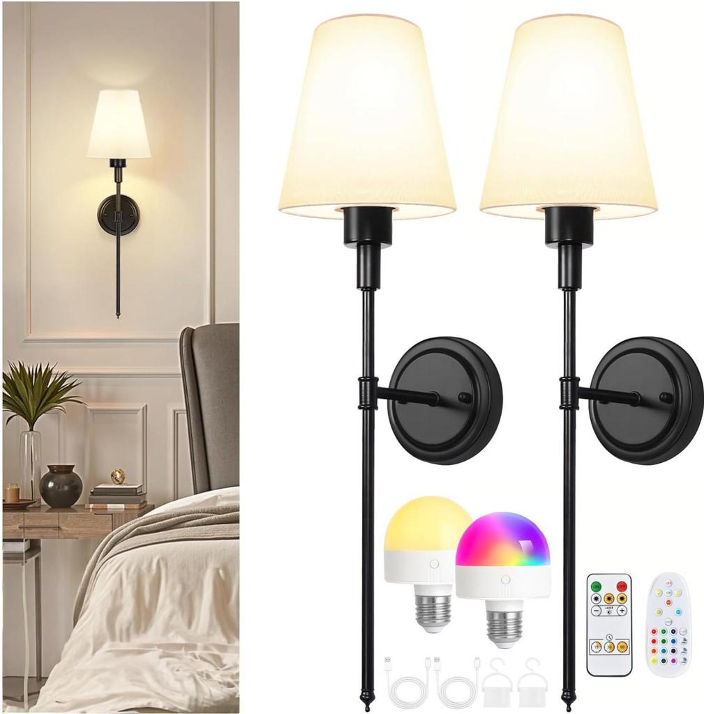 Nordic Wireless RGB Dimmable Ambiance Wall Lamp for Bedroom Sofa Stairs