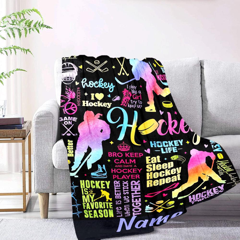 Hockey Life Passion Play And Princess Gift Customizable Blanket Text Warmthful Decor Versatile For Sofa Couch Office Bed Picnics Ideal For All Seasons