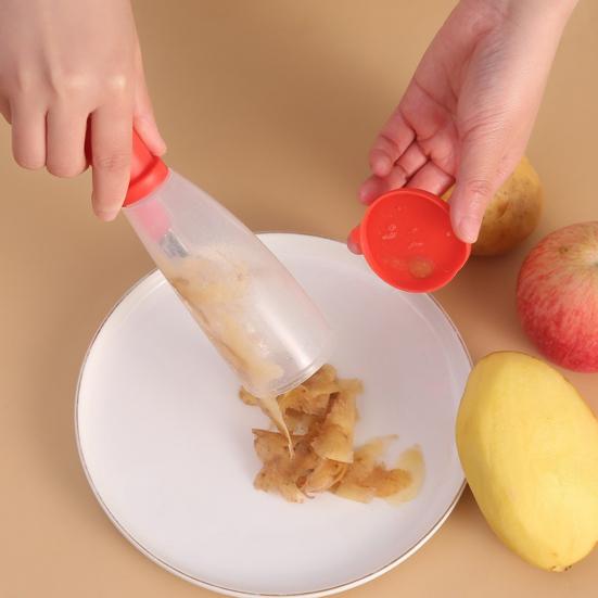 Stainless Steel Peeler with Built in Storage, Vegetable Fruit Cutter, Portable Potato Peeler with Collector, Kitchen Tool