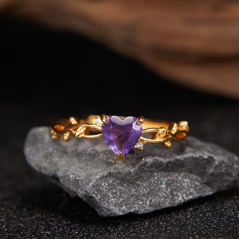 Non-Fading Niche High-End S925 Sterling Silver Natural Topaz Garnet Amethyst Transparent Limestone Colored Treasure Ring For Women