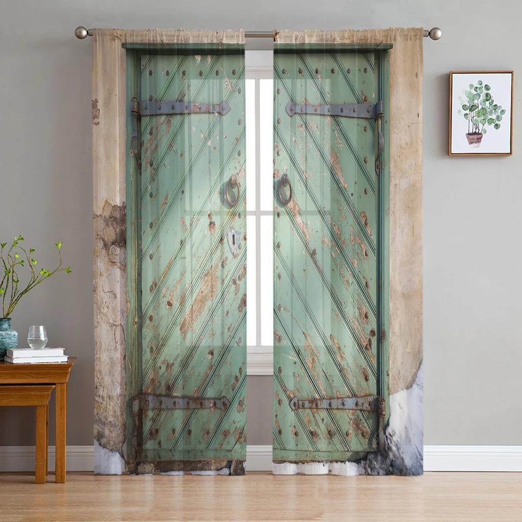 Ușă De Lemn Stil Vintage Perdele Moderne Tulle Pentru Sufragerie Dormitor Casă Bucătărie Fereastra Perdele Sheer