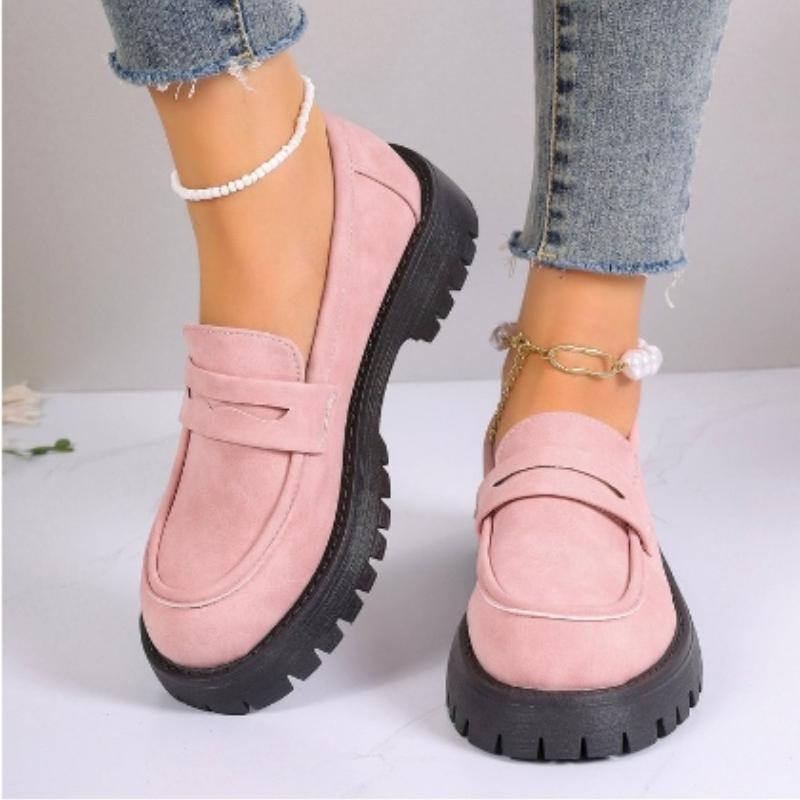 Fashion Brown Punk Platform Women Loafers Round Toe Chunky Heel Vintage Shoes Women Slip on High Heel Women Pumps