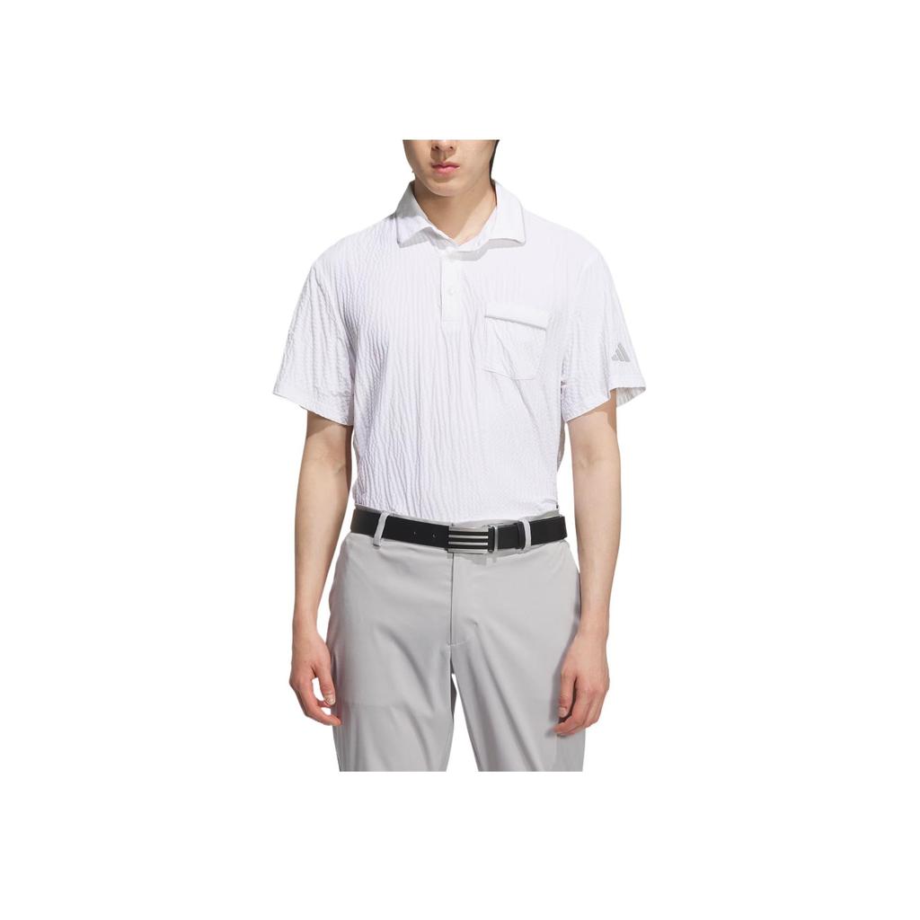 Adidas Seersucker Bequem Mode Einfach Vielseitig Kurzarm Poloshirt Herren Oberteile Weiß JE7149